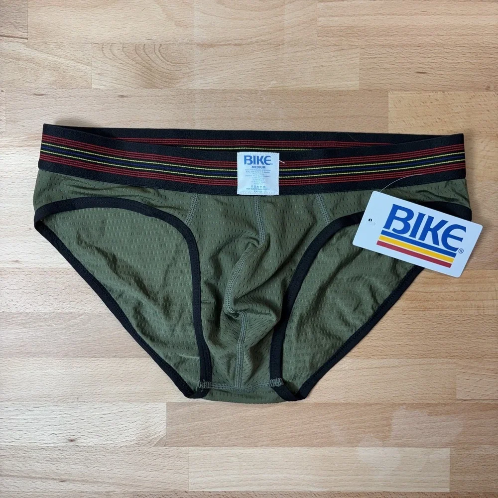 Bike Mesh Brief Men's Medium Olive Green Underwear Jock New